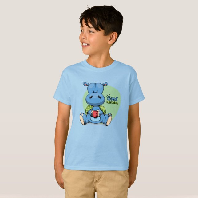 Cartoon Hippo | Kinder T-Shirt (Vorne ganz)