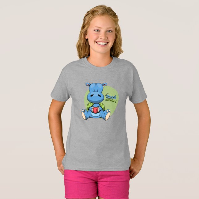 Cartoon Hippo | Kinder T-Shirt (Vorne ganz)