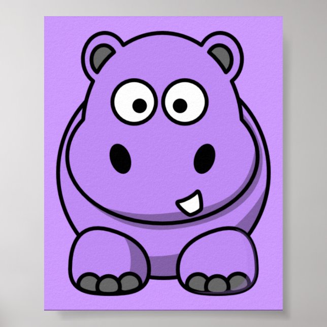 Cartoon-Hippo niedlich ansprechend freundlich lila Poster (Vorne)
