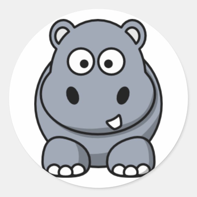 Cartoon Hippo Runder Aufkleber (Vorderseite)