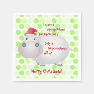 Cartoon Hippopotamus Weihnachten Weihnachten Weihn Serviette