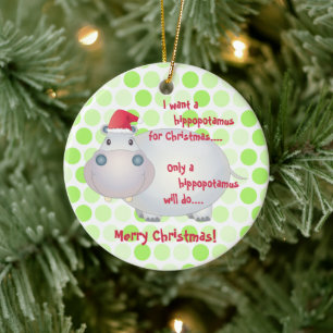 Cartoon Hippopotamus Weihnachtsschmuck