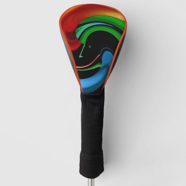 Cartoon Hitchcockian Face Abstrakt Golf Headcover (Vorderseite)