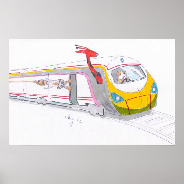 Cartoon Hochgeschwindigkeits-Guinea Giraffe Poster (Vorne)