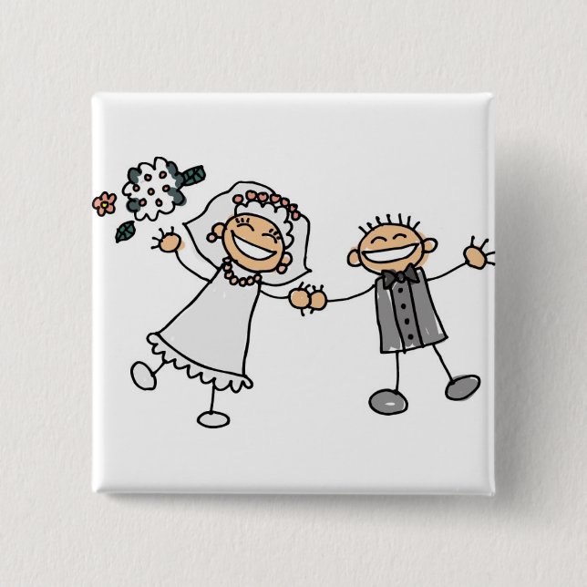 Cartoon Hochzeit Button (Vorderseite)