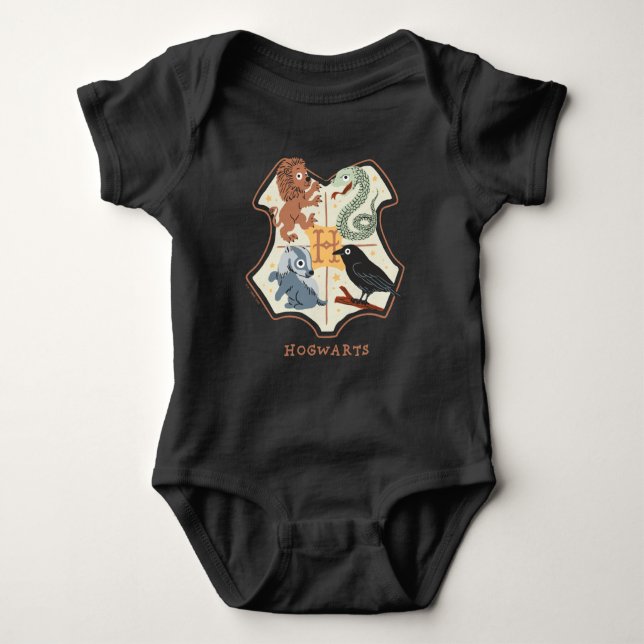 Cartoon Hogwarts Crest Baby Strampler (Vorderseite)