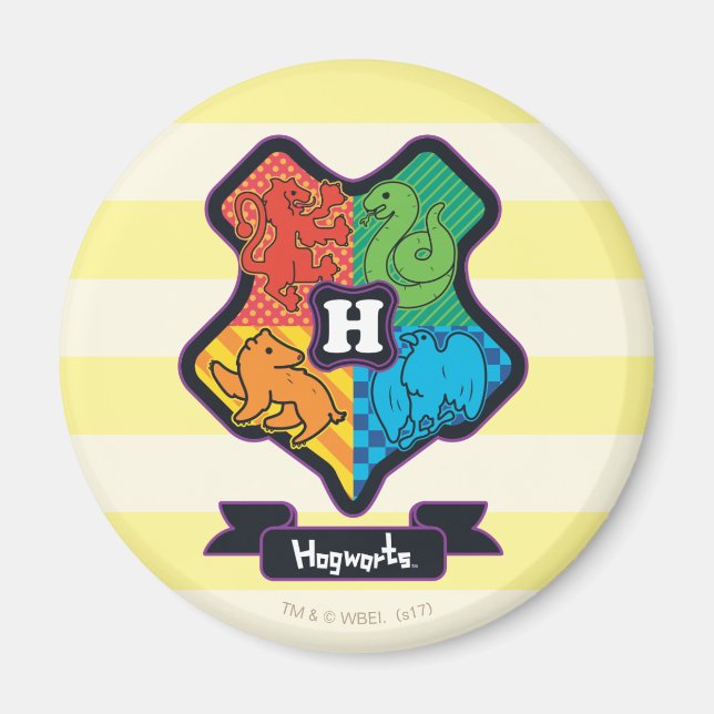 Cartoon Hogwarts Crest Magnet (Vorne)