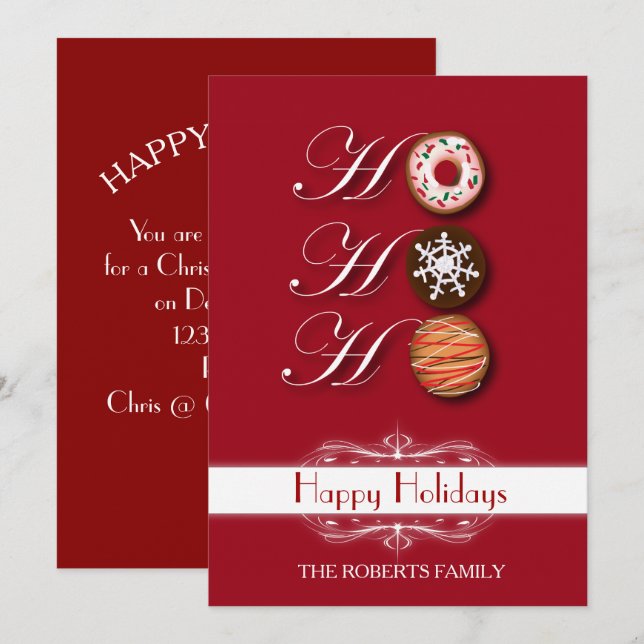 Cartoon HoHoHo Weihnachtskekse Happy Holiday Einladung (Vorne/Hinten)