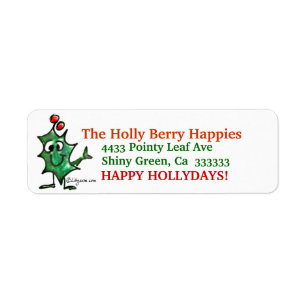 Cartoon Holly Weihnachtsanschrift Label Stickers