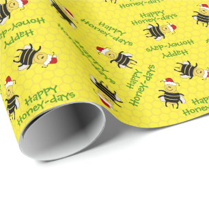 Cartoon Honey Bee Weihnachtsgeschenk Wrap Imker Geschenkpapier