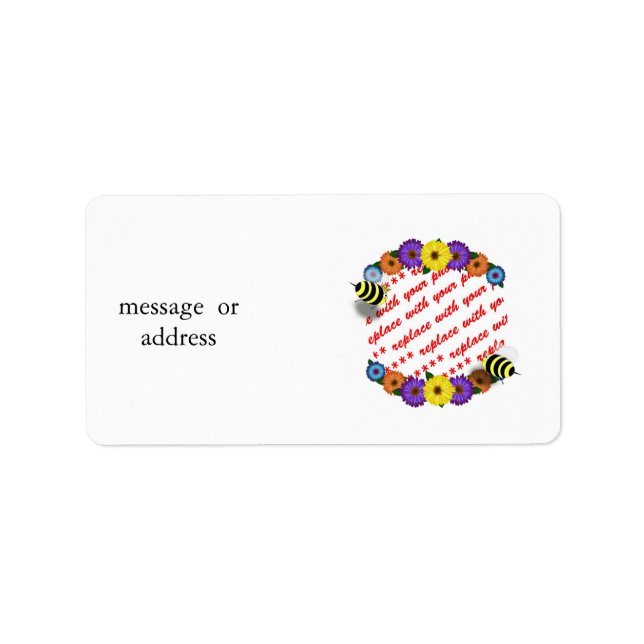 Cartoon Honey Bees Meeting Foto Frame Adressaufkleber (Vorne)