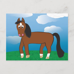 Cartoon Horse Bay mit weißen Socken Postkarte