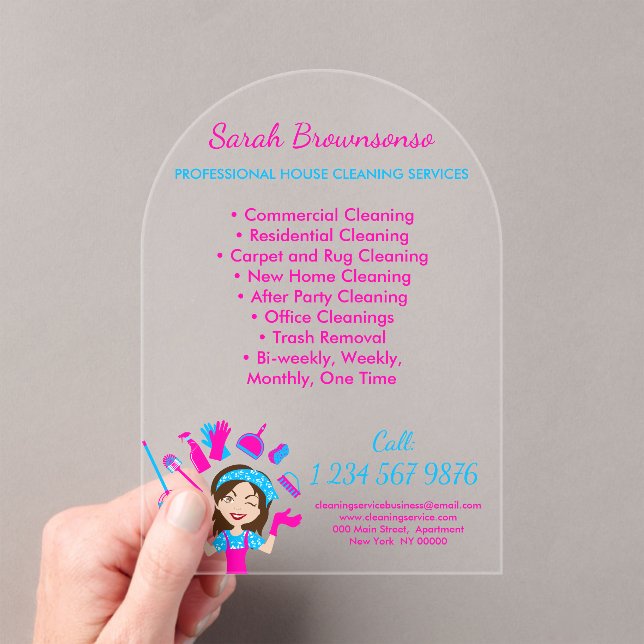 Cartoon House Keeper Maid Janitorial Acryleinladungen (Insitu (Handheld))