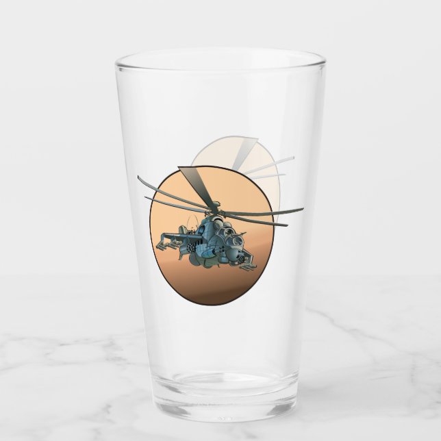 Cartoon-Hubschrauber Glas (Vorderseite)