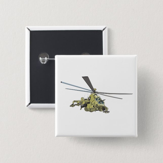 Cartoon-Hubschrauber "Hind" Button (Vorne & Hinten)