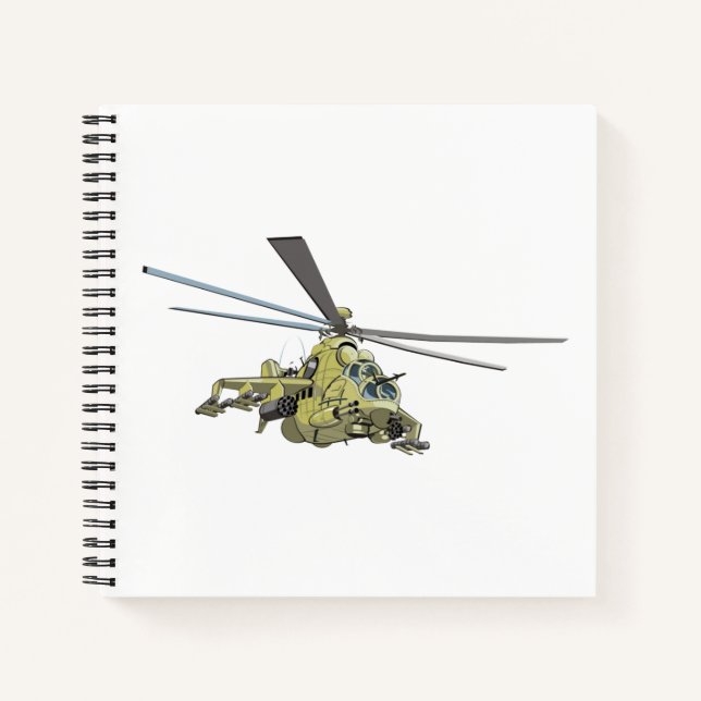 Cartoon-Hubschrauber "Hind" Notizbuch (Vorderseite)