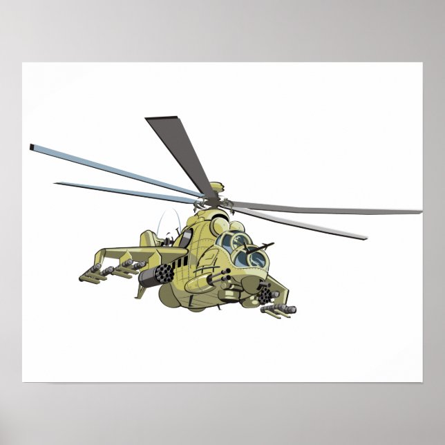Cartoon-Hubschrauber "Hind" Poster (Vorne)