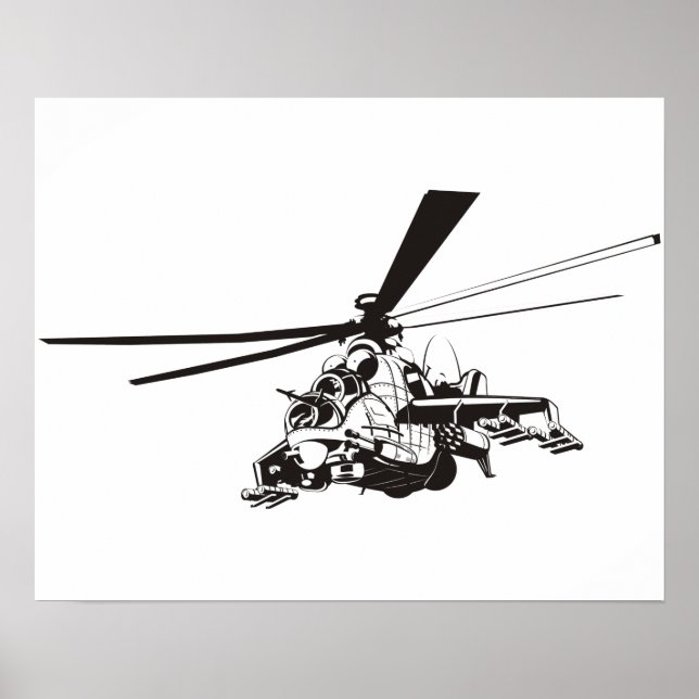 Cartoon-Hubschrauber "Hind" Poster (Vorne)