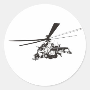 Cartoon-Hubschrauber "Hind" Runder Aufkleber