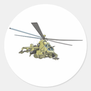 Cartoon-Hubschrauber "Hind" Runder Aufkleber