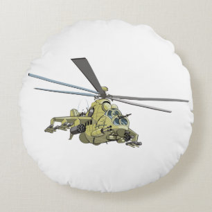 Cartoon-Hubschrauber "Hind" Rundes Kissen