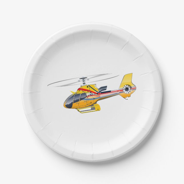 Cartoon-Hubschrauber Pappteller (Vorderseite)