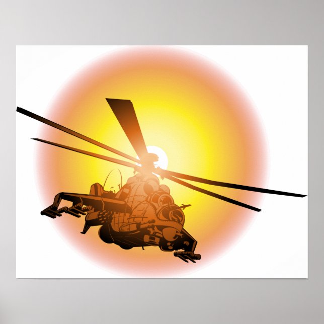 Cartoon-Hubschrauber Poster (Vorne)