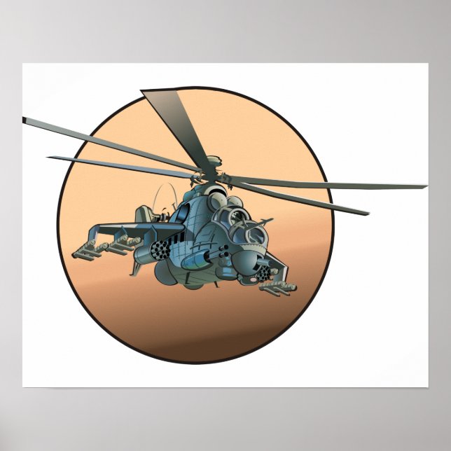 Cartoon-Hubschrauber Poster (Vorne)