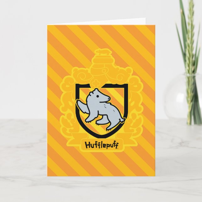 Cartoon Hufflepuff Wappen Karte (Vorderseite)