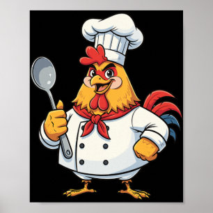 Cartoon-Huhn-Koch-Hahn-Koch-Küche  Poster