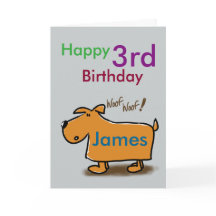 Cartoon Hund glücklich 3. Geburtstagsname