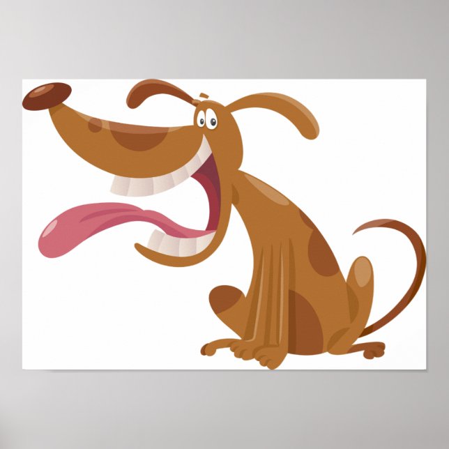 Cartoon Hund mit Big Smile und Zunge Out Poster (Vorne)