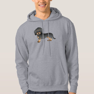 Cartoon-Hund mit Dackel aus Schwarz und Tan Wire Hoodie