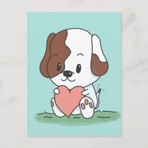 Cartoon-Hund mit einem Herzen Postkarte