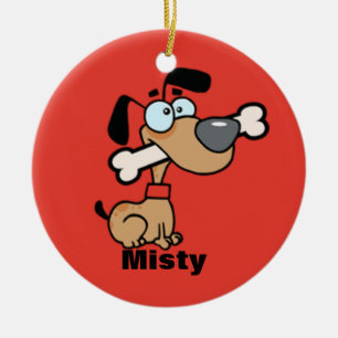 Cartoon-Hund mit einem Knochen in seiner Keramik Ornament
