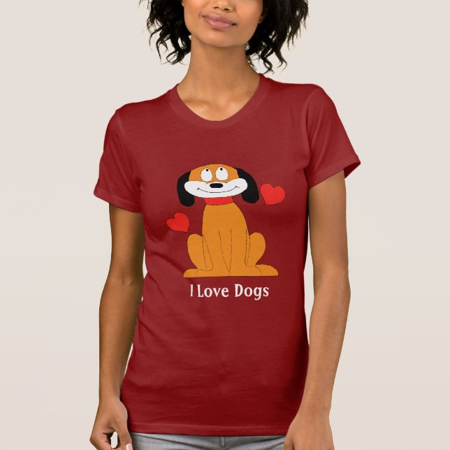 Cartoon-Hund mit Herzen T-Shirt (Vorderseite)