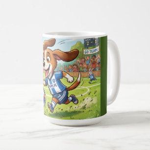 Cartoon-Hund spielt Fußball Kaffeetasse
