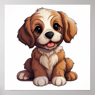 Cartoon-Hunde-Abbildung Poster