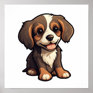 Cartoon-Hunde-Abbildung Poster