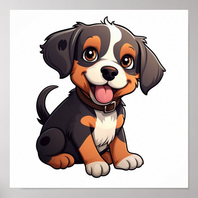 Cartoon-Hunde-Abbildung Poster (Vorne)