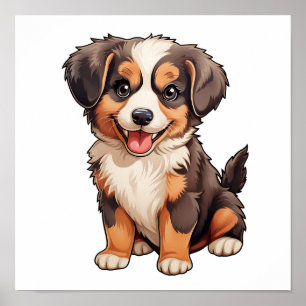 Cartoon-Hunde-Abbildung Poster