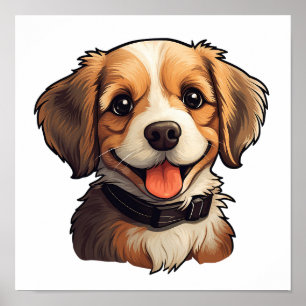 Cartoon-Hunde-Abbildung Poster