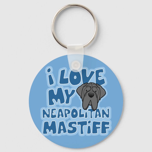 Cartoon I Liebe My Neapolitan Mastiff Schlüsselanhänger (Vorderseite)