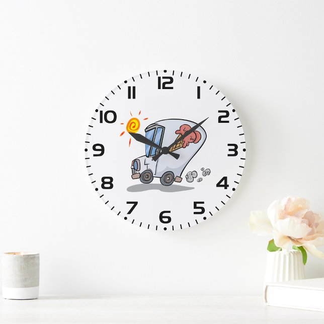 Cartoon Ice Cream Truck Spaß Sommerabend Große Wanduhr (Von Creator hochgeladen)