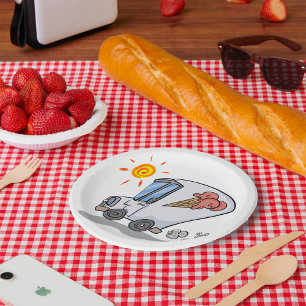Cartoon Ice Cream Truck Spaß Sommerabend Pappteller