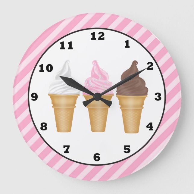 Cartoon Ice Cream wall clock Große Wanduhr (Vorderseite)