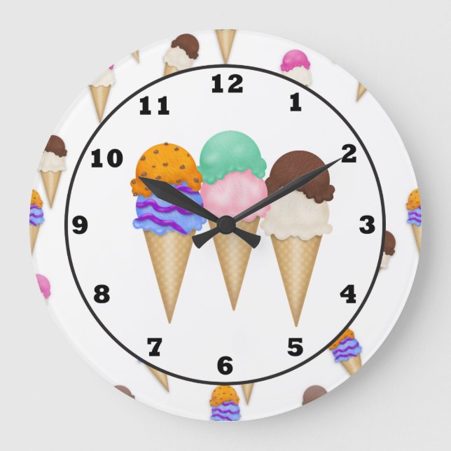 Cartoon Ice Cream wall clock Große Wanduhr (Vorderseite)