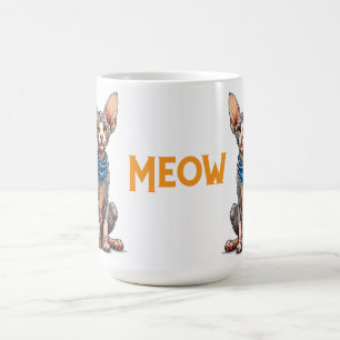 Cartoon-Illustration einer Sphynx-Katze Kaffeetasse