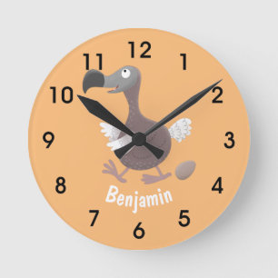 Cartoon-Illustration "Funny dodo bird" Runde Wanduhr