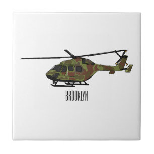 Cartoon-Illustration für Armeehubschrauber Fliese
